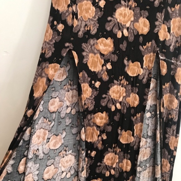 Obey propaganda  maxi floral summer spring skirt Sz S two Front slits - Picture 3 of 4